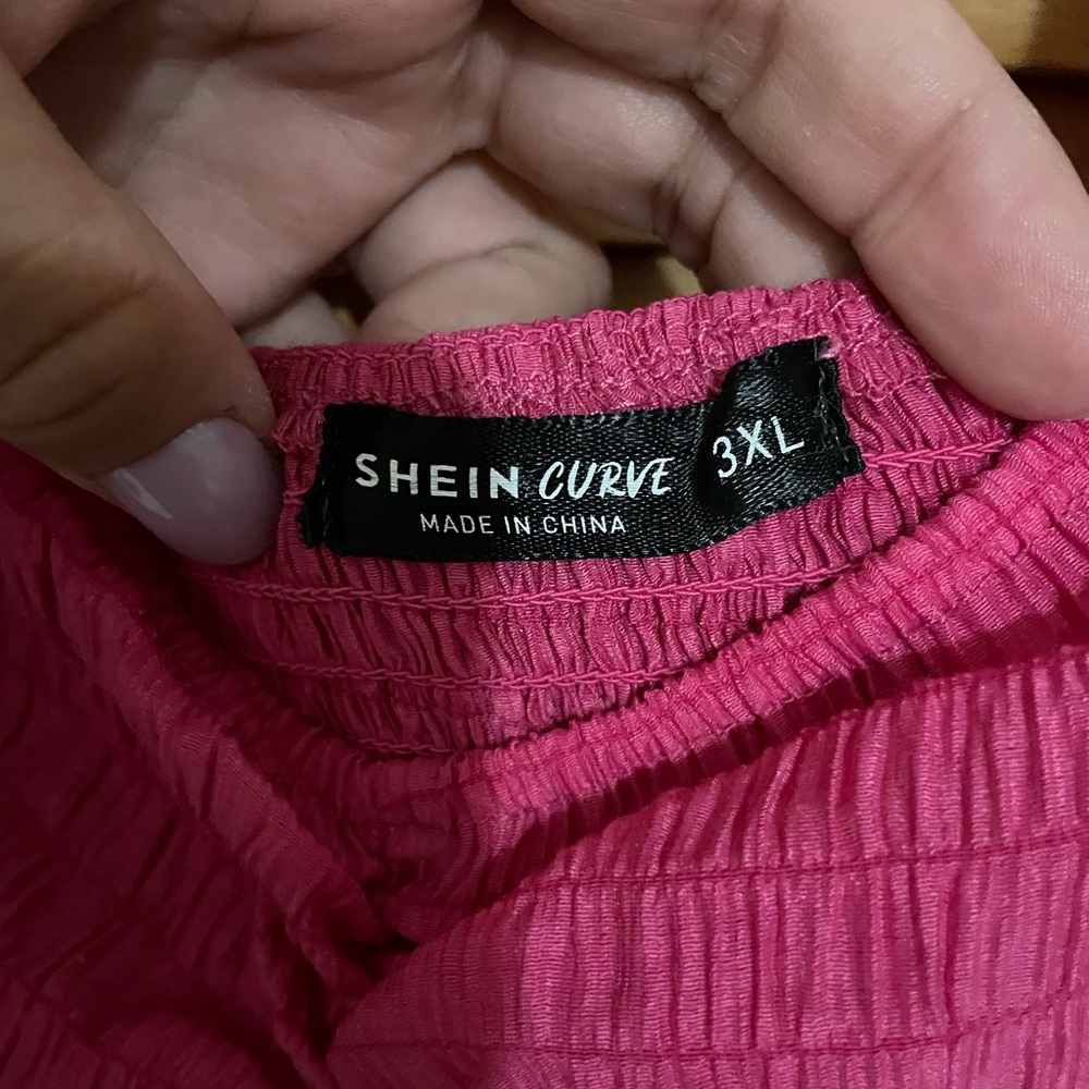 SHEIN Pls Textured Cut Out Ruched Bust Shirred Back Ruffle Hem Dress sz 3xl NWOT - Picture 8 of 9